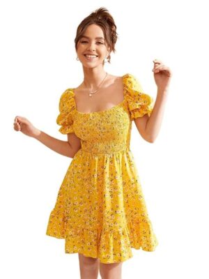 Women’s Polyester A-Line Midi Western Dress